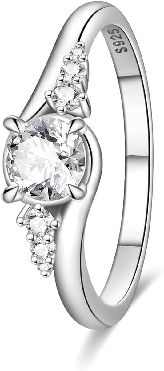 KUNSIR 925 sterling silver cubic zirconia engagement ring