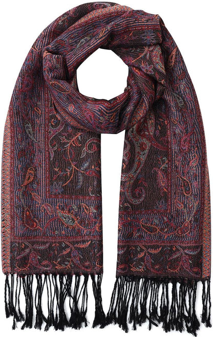 Umjetnost Womens Soft Silky Pashmina Rave Scarf Paisley Pattern Pashmina Shawl Wrap with Fringes