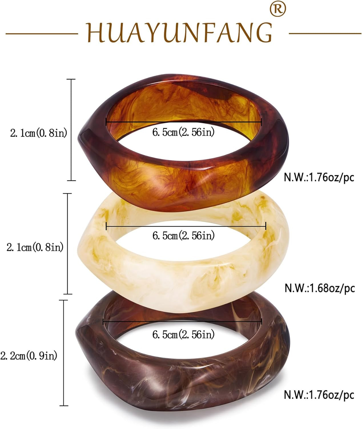 Tortoiseshell pattern wide wristband resin bangle collection
