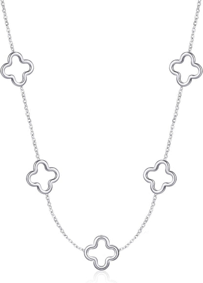 18K Gold Plated Four Leaf Clover Necklace Exquisite Gold Four Leaf Clover Necklace Stainless Steel Flower Lucky Pendant Dainty Jewelry Gifts