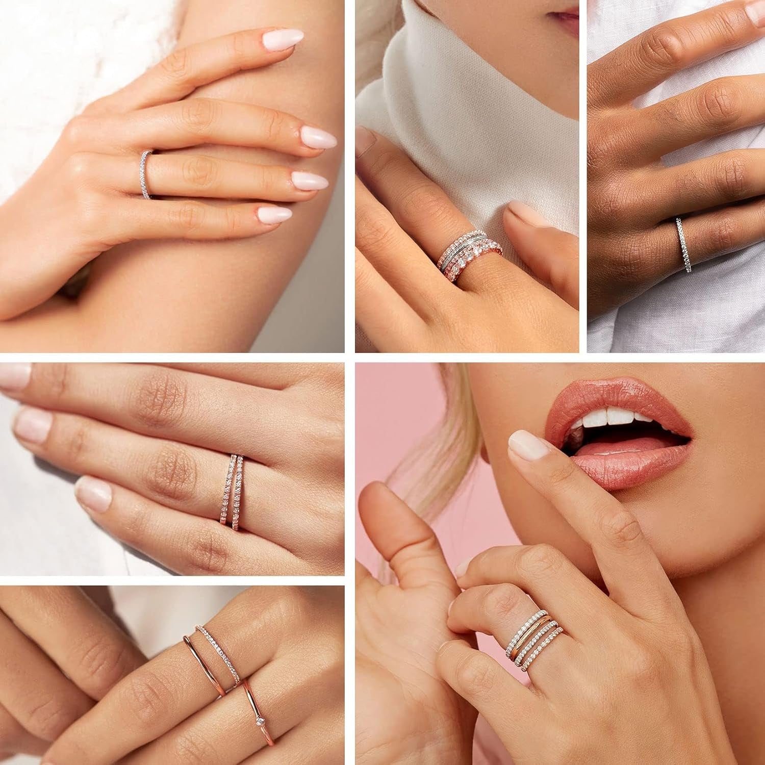 Genuine CZ simulated diamond stackable ring in gold