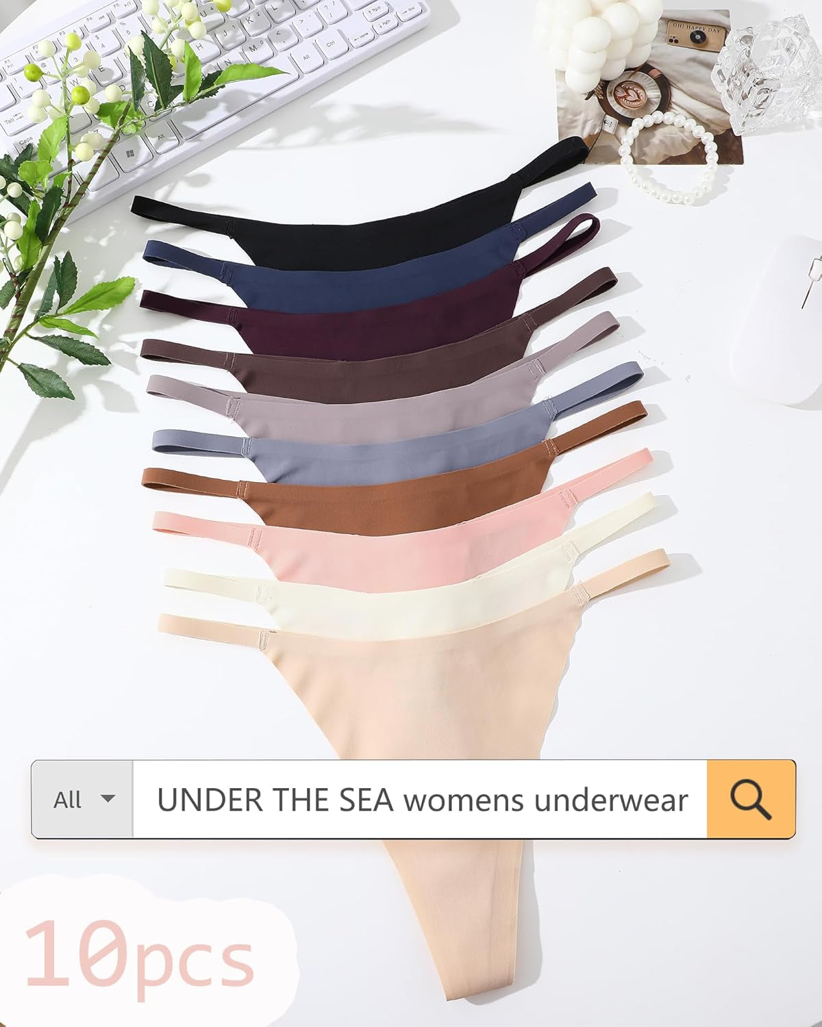 Invisible seamless thongs for women multiple pack