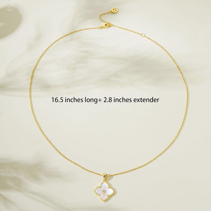 Shinybox Gold Necklace for Women Non Tarnish 14K Gold Filled Necklace Dainty Pendant with Cubic Zirconia Adjustable Chain Choker Lucky Charm Jewelry Gift