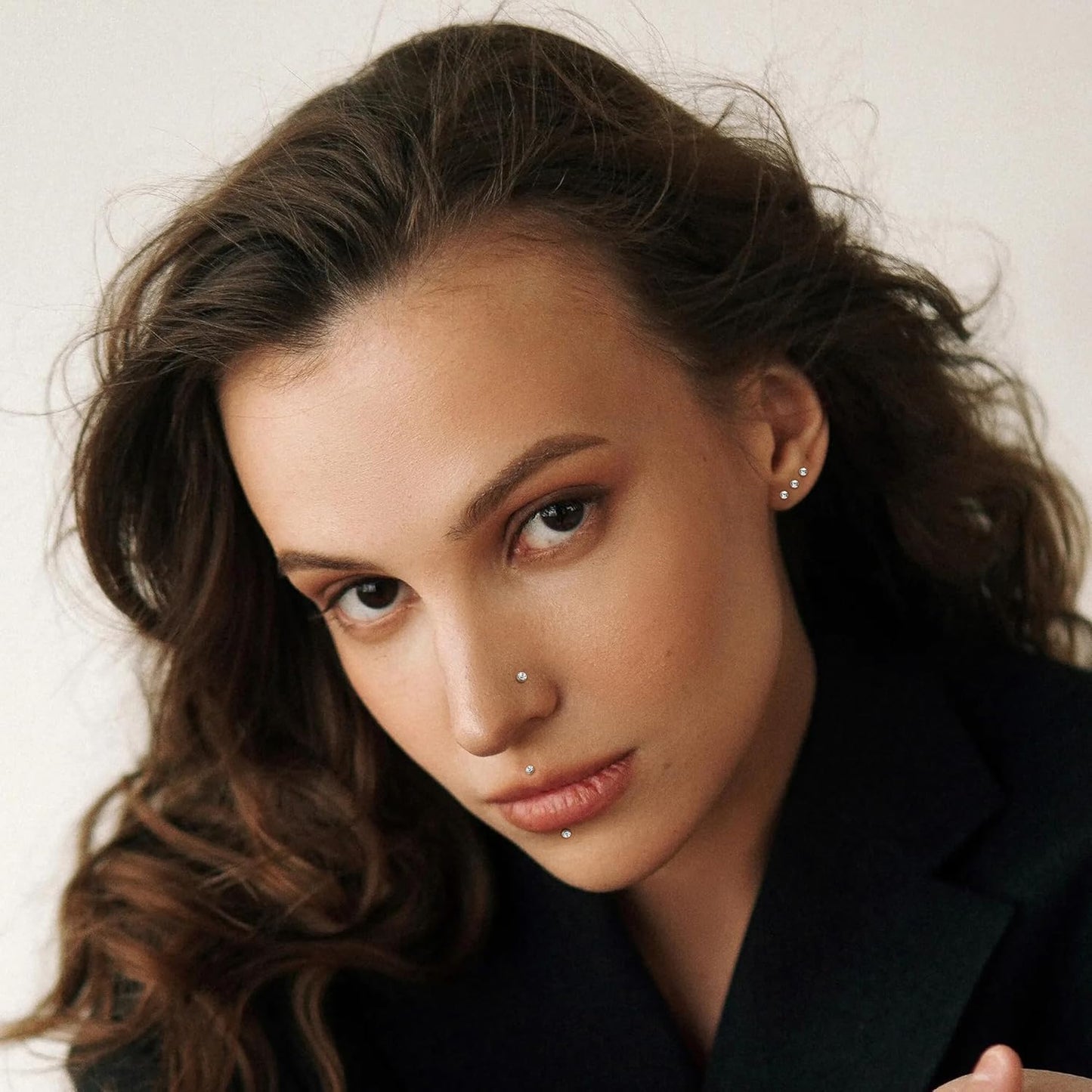 THUNARAZ Straight L Shaped Stainless Steel Nose Studs Rings Piercing Pin Body Jewelry 20G-22G 1.5Mm 2Mm 2.5Mm