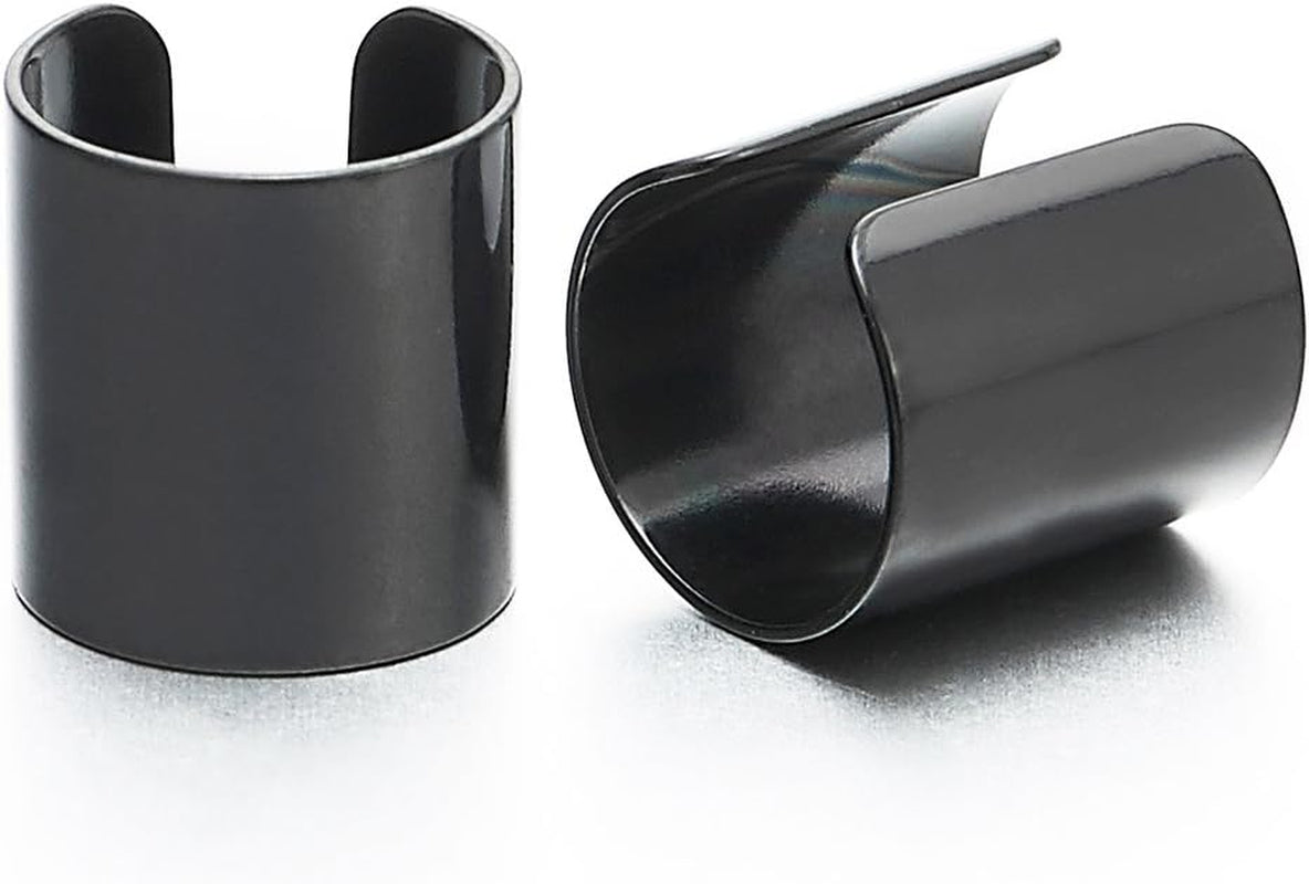 2Pcs Stainless Steel Ear Cuff Ear Clip Non-Piercing Clip on Earrings for Men and Women