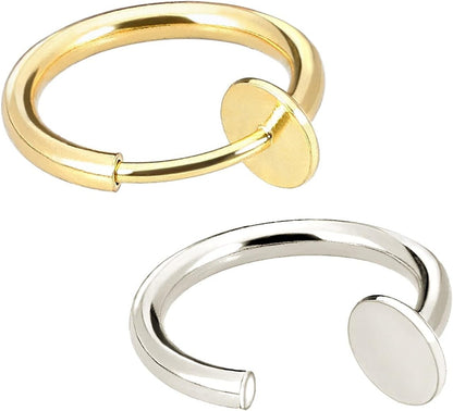 Jewelrieshop Nose Ring Hoop Clip on Fake Septum Non Piercing Spring Hoop Lip Ring Cartilage Earrings for Women (16 Pcs)