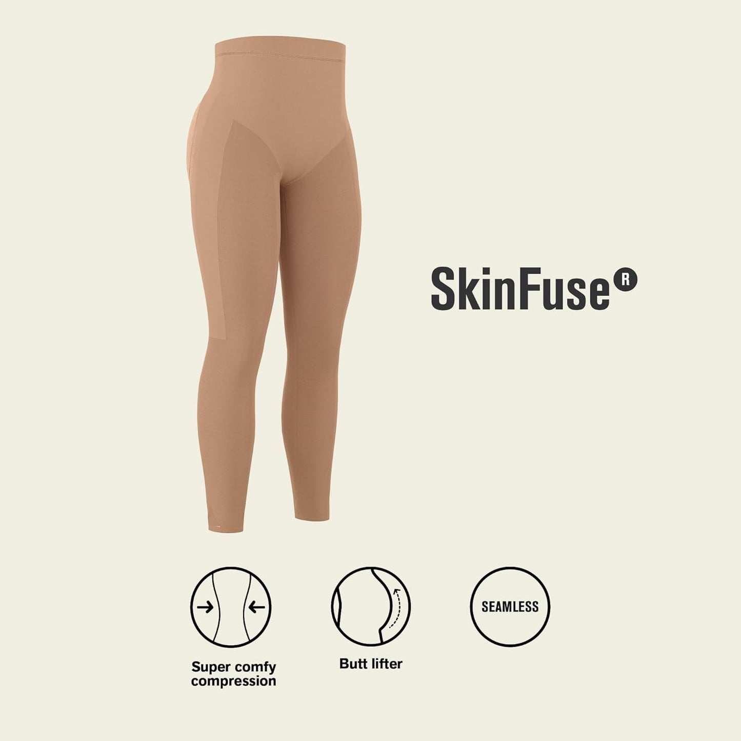 Close-up of seamless flex-fit design on Leonisa tummy control shorts