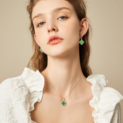 Lucky Clover Sets Clover Necklace and Earrings Set Four Leaf Clover Bracelet 18K Gold Plated Fashion Cute Jewelry for Women