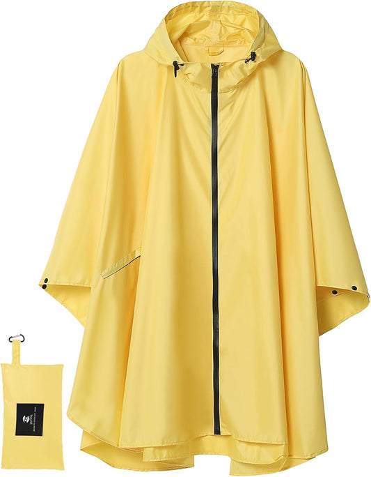 Saphirose waterproof rain poncho with hood for adults