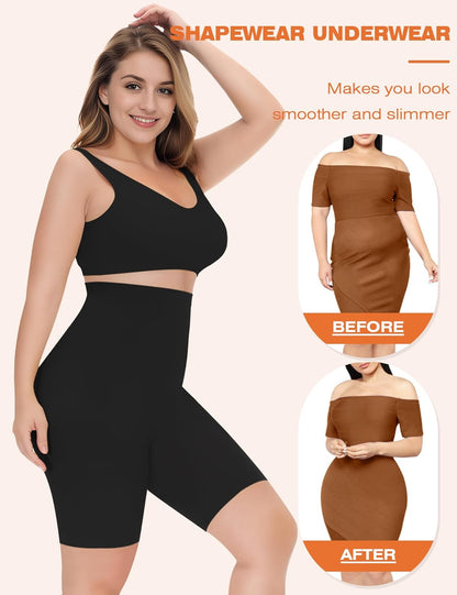 Yeblues high waist body shaper shorts worn under dress for invisible effect