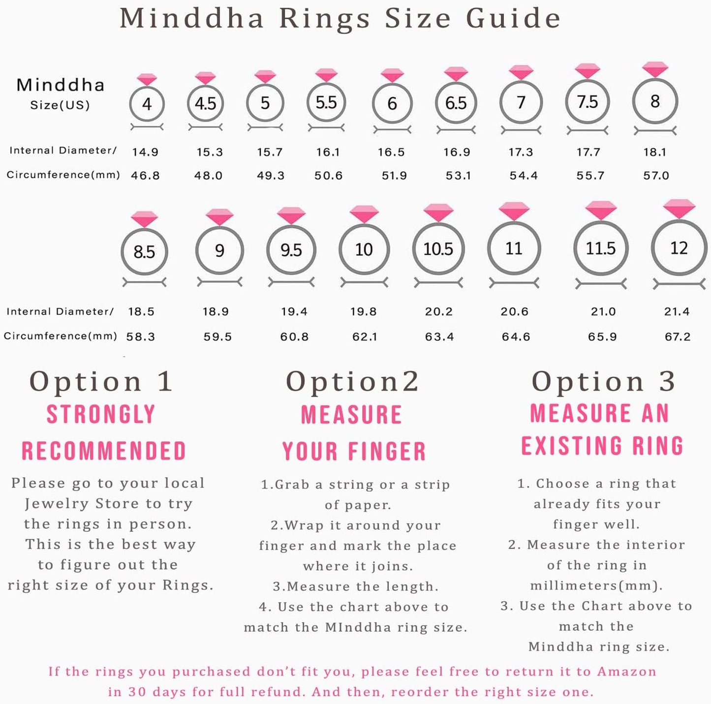 MINDDHA 14K Gold Plated Cubic Zirconia Rings- Love Heart Infinity Eternity Band for Women- Wedding Rings- 2Mm Band Size 4-12