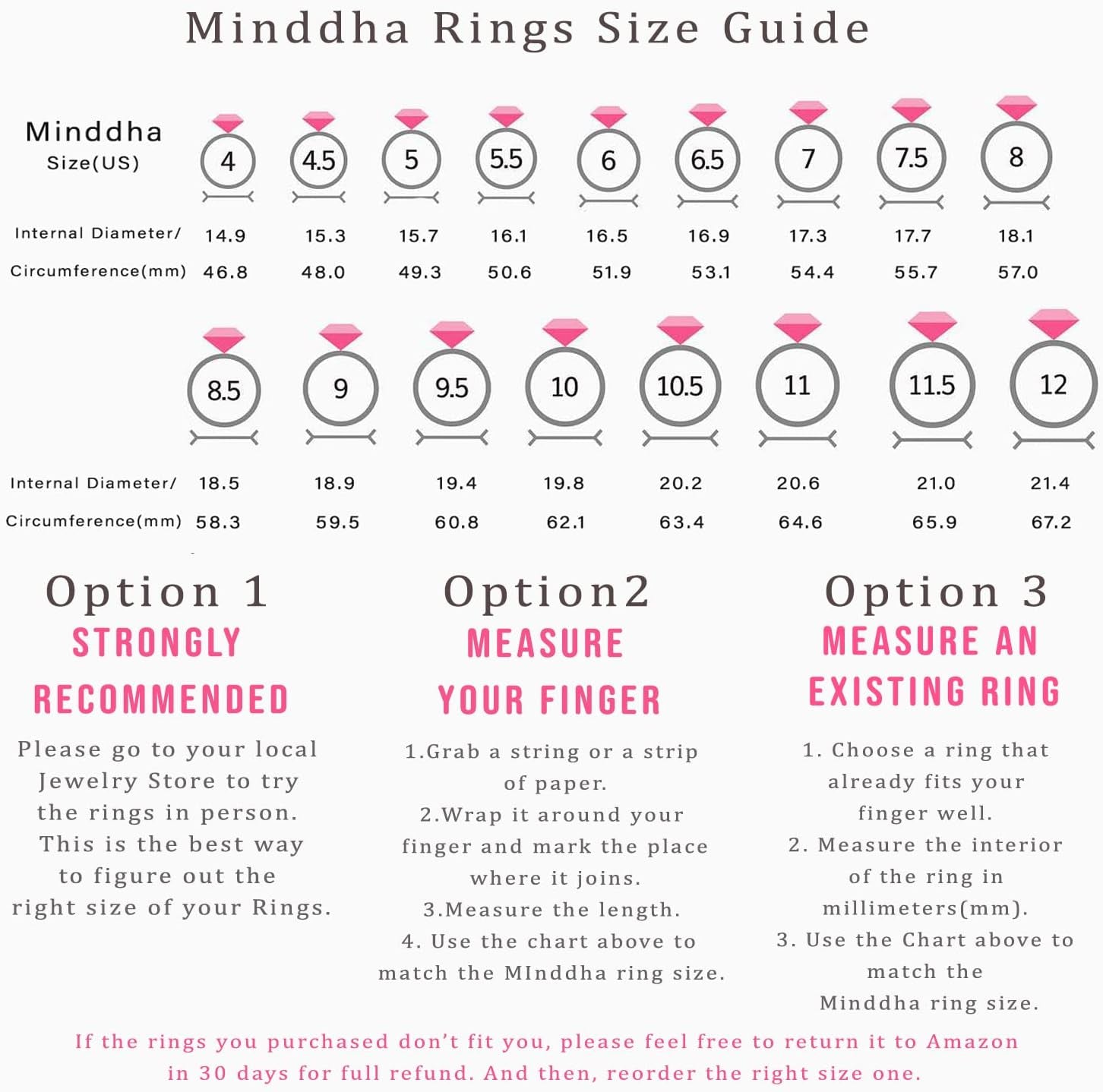 MINDDHA 14K Gold Plated Cubic Zirconia Rings- Love Heart Infinity Eternity Band for Women- Wedding Rings- 2Mm Band Size 4-12