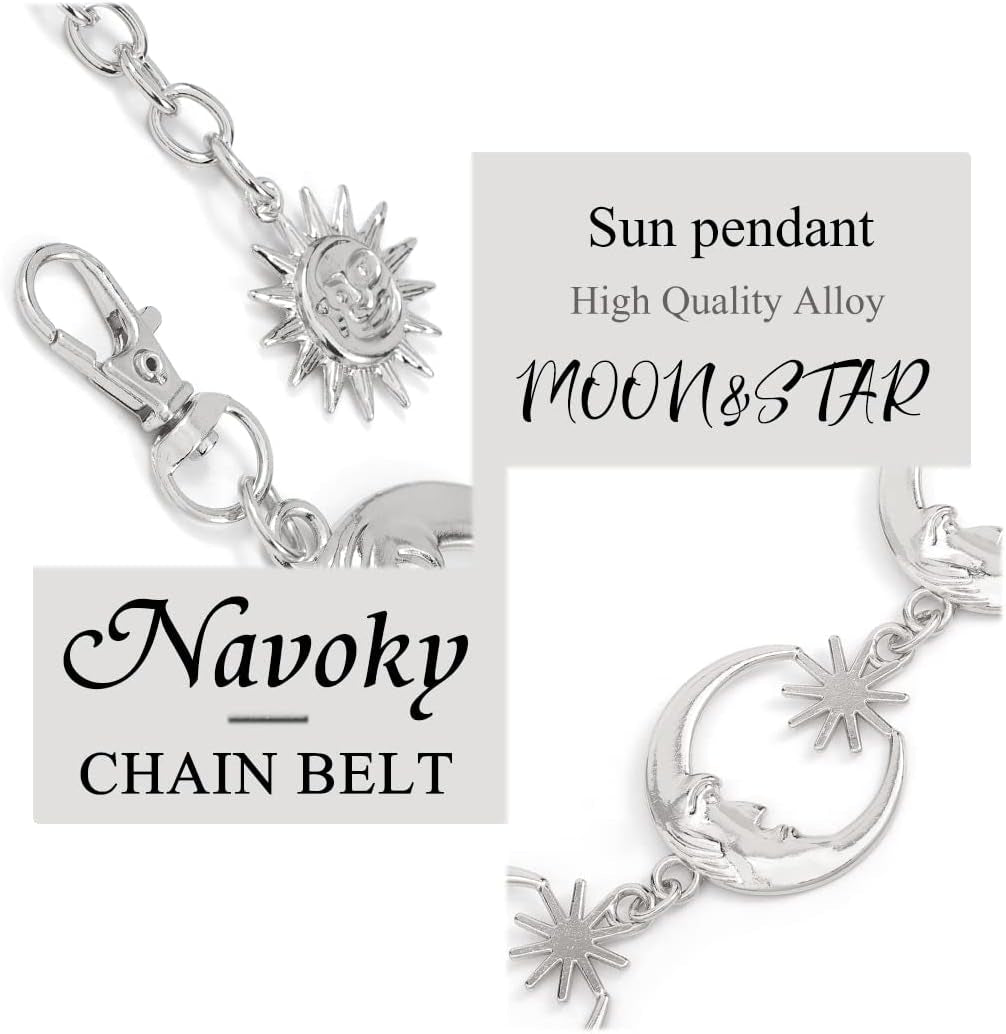 Navoky Moon Star Metal Waist Chain Sun Pendant Belly Belt Body Chains Jewelry Accessories for Women and Girls