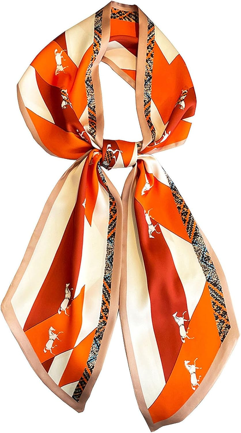 Head Scarf Hair Neck Scarves for Women Purse Bag Scarfs for Handbags Silky Long Thin Satin Headscarf Fashion