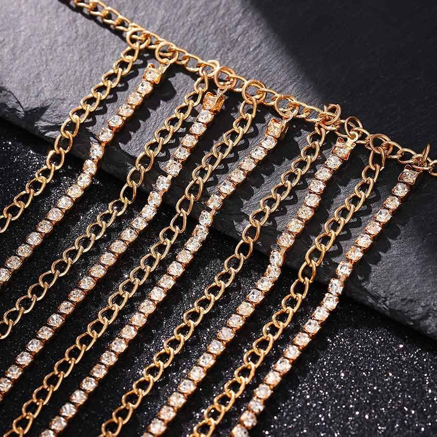 Brishow Rhinestone Body Chains Layered Crystal Waist Chain Beach Bikini Fashion Body Jewelry Accessories for Women and Girls