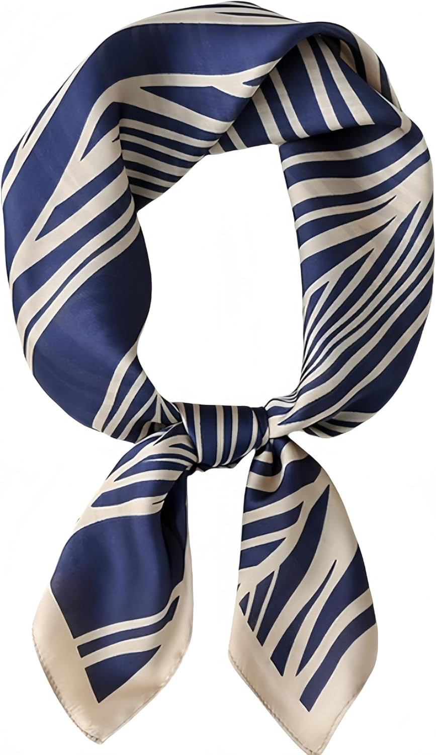 MINIDORA Satin Scarves for Women 27.5 × 27.5 Inches Medium Square Elegant Silk Feeling Head Scarf