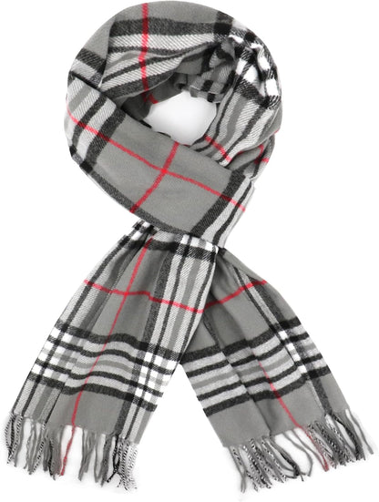 Plaid Scarf for Women Men, Lightweight Classic Tartan Tassel Scarves Fashion Warm Winter Chunky Scarf Cold Weather
