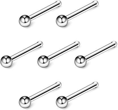 JEWELRIESHOP 40Pcs Nose Ring Studs Stainless Steel Nose Piercing Jewelry Bone Studs for Women Men Hypoallergenic 22G (1.5Mm,Silver Ball)