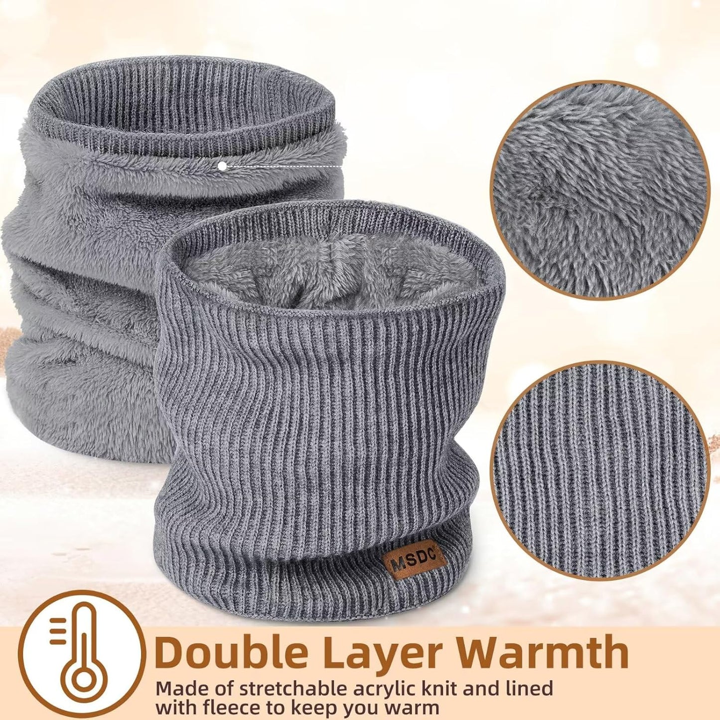 Winter Neck Gaiters for Men 3 Pack,Neck Warmer Men Women with Thermal Thick Warm Fleece Lined Cold Weather