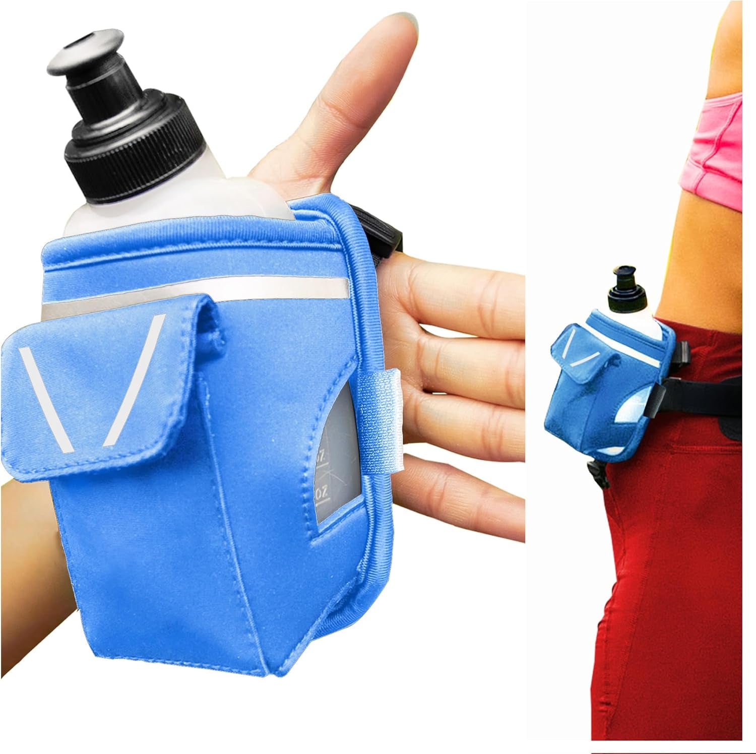 2-in-1 water bottle belt system worn during outdoor running