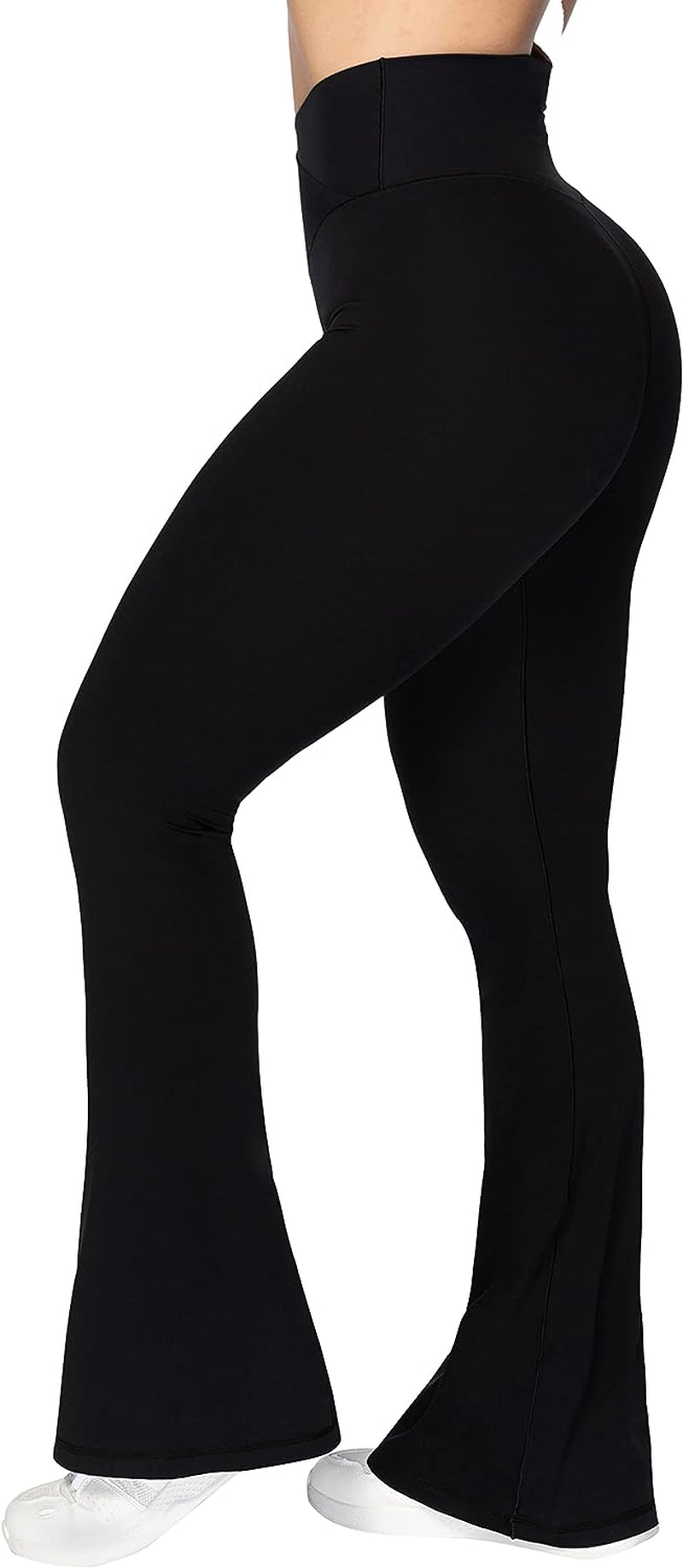 Wide leg yoga pants high-waist crossover design full length