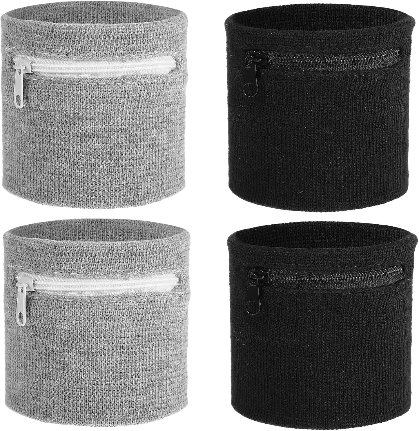 Set of 4 wrist wallet wristbands in black and gray colors