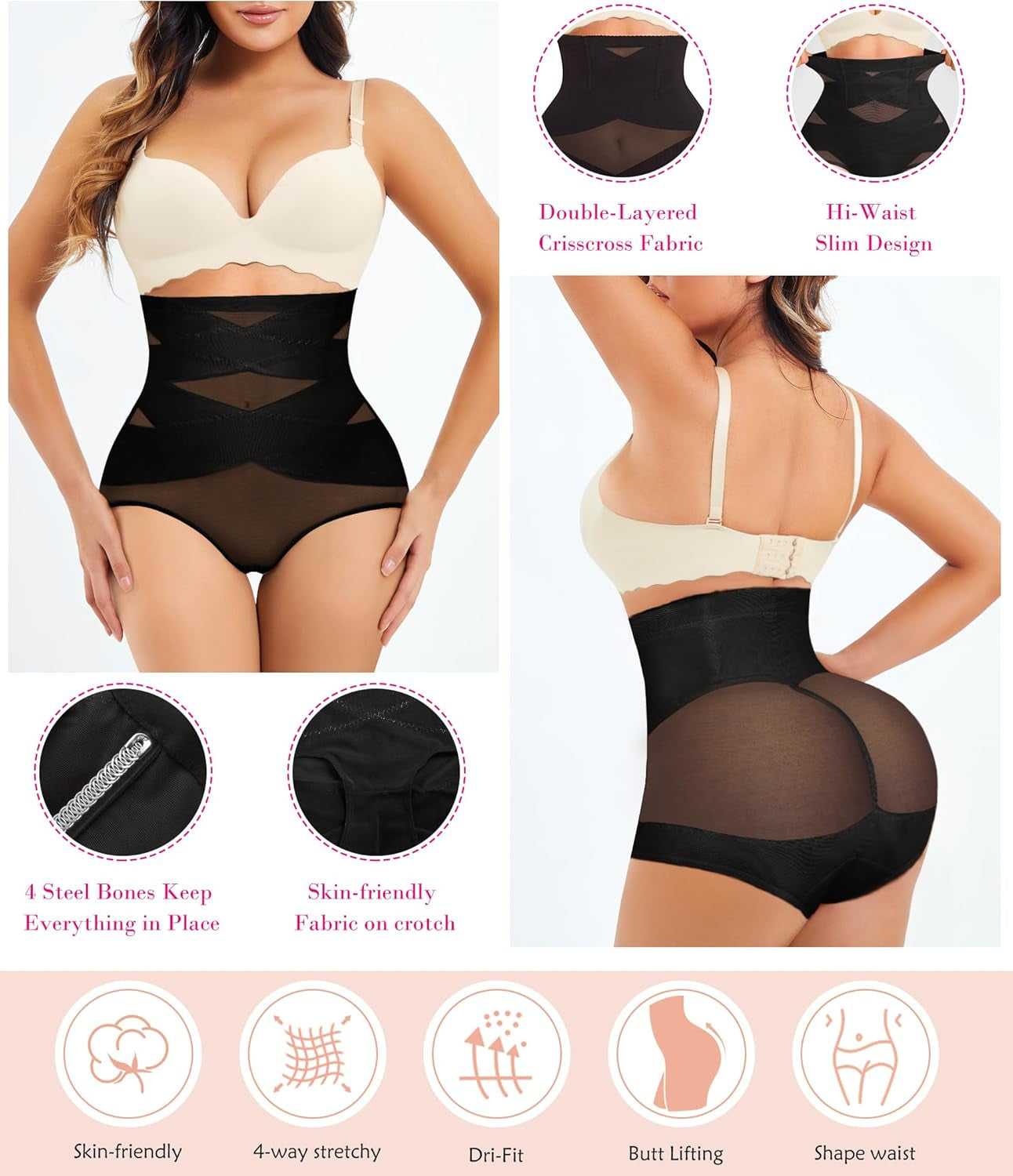 Nebility high waist body shaper showing natural curve shaping