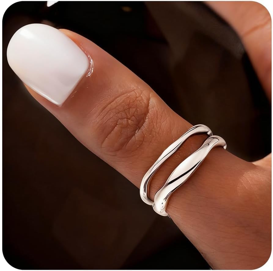 Stackable Gold Rings for Women Non Tarnish, Dainty 14K Gold Plated Chunky Stacking Rings Trendy Statement Pinky Thumb Rings Engagement Eternity Wedding Band Ring Stacking Gold Jewelry Size 4 5 6 7 8 9 10 11