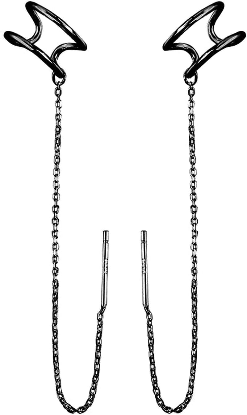 SLUYNZ 925 Sterling Silver Cuff Earrings Threader Chain for Women Crawler Earrings Wrap Earrings