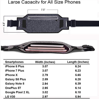 Woman wearing expandable phone belt under clothing during running
