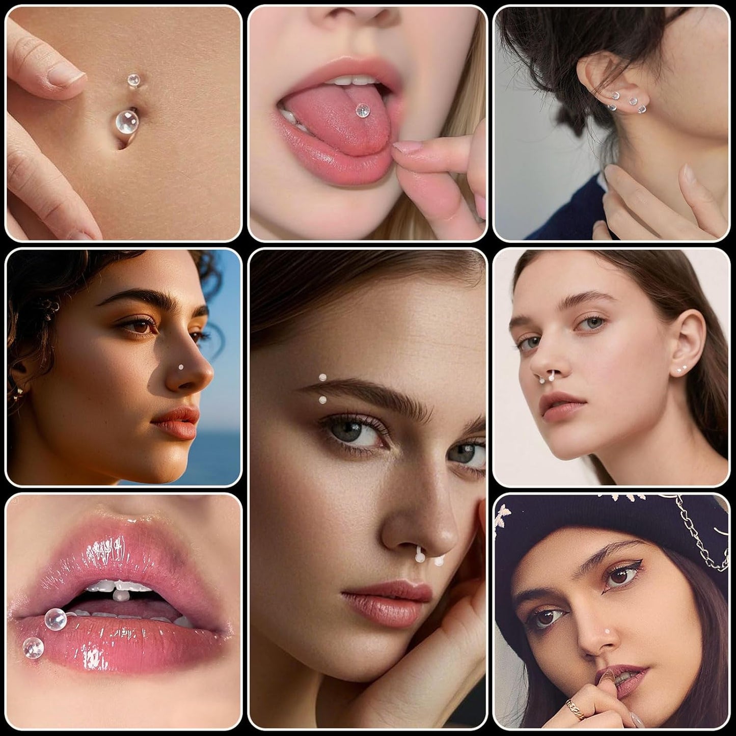 76-Pack Clear Piercing Retainer,Bioflex Body Jewelry for Eyebrow,Lip,Septum,Nose,Nipple,Navel,Tongue,Tragus|Discreet Industrial Piercing Retainer Kit for Surgery,Sports,Work|Unisex