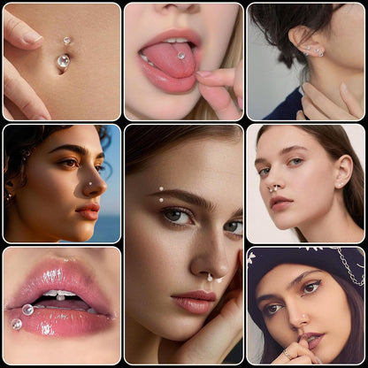 76-Pack Clear Piercing Retainer,Bioflex Body Jewelry for Eyebrow,Lip,Septum,Nose,Nipple,Navel,Tongue,Tragus|Discreet Industrial Piercing Retainer Kit for Surgery,Sports,Work|Unisex