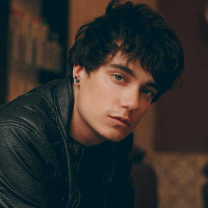 FIBO STEEL 6 Pairs Stainless Steel Black Stud Earrings for Men Women Faux Gauges Ear Tunnel Fake Gauge Earrings 3-8Mm