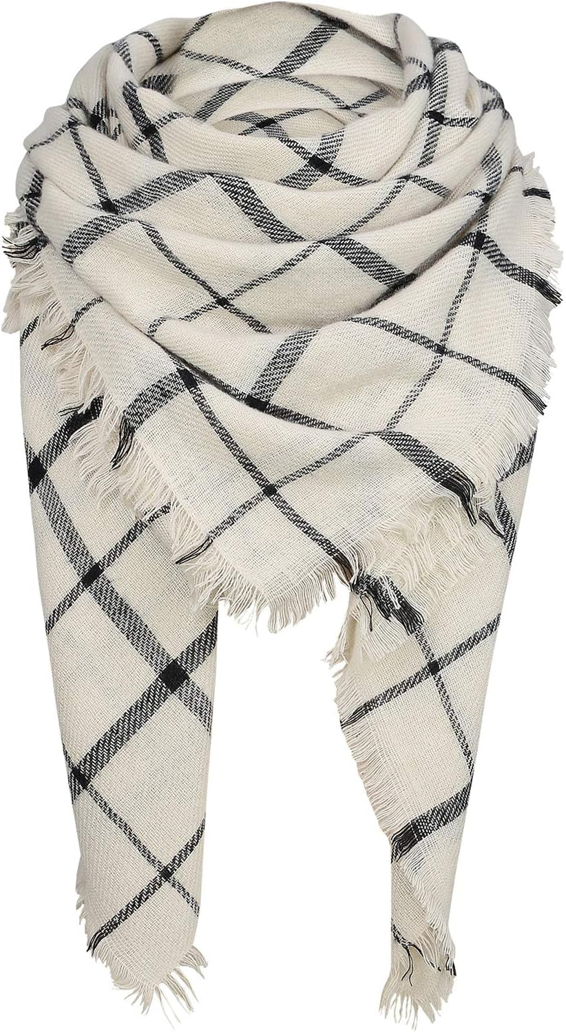 American Trends Womens Fall Winter Scarf Plaid Tassel Soft Warm Blanket Scarves Womens Shawl Wraps