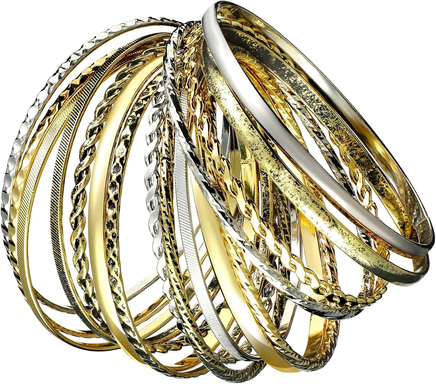Flat lay of complete vintage Indian bracelet set in gift packaging