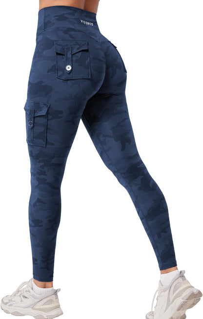 YEOREO Coreflex Workout Cargo Leggings with Pockets for Women Hidden Scrunch Butt Lifting Leggings Gym Yoga Pants