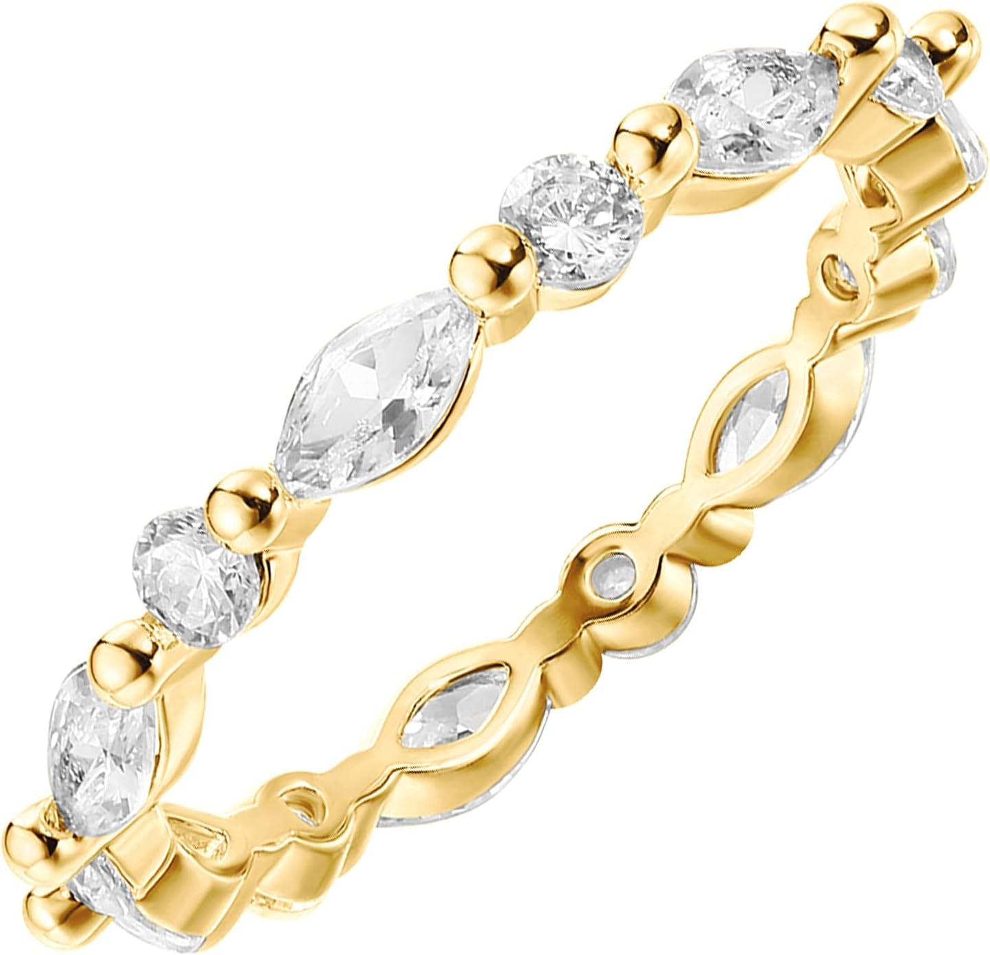 PAVOI 14K gold plated stackable cubic zirconia love ring for women