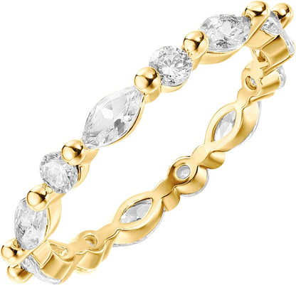 PAVOI 14K gold plated stackable cubic zirconia love ring for women