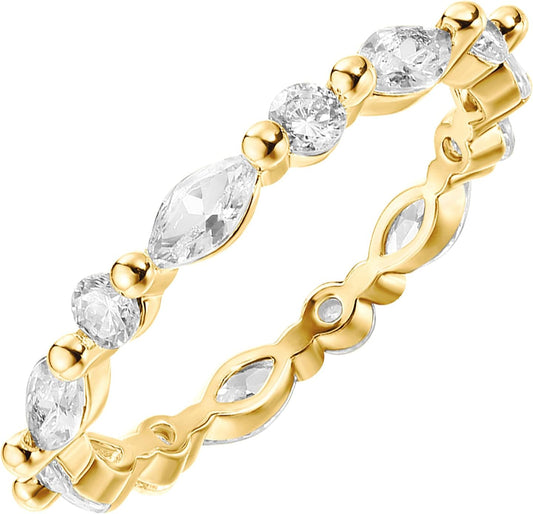 PAVOI 14K gold plated stackable cubic zirconia love ring for women