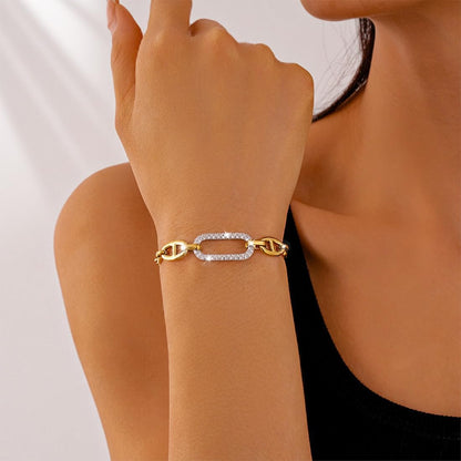18K Gold Bracelets for Women, Adjustable Waterproof Non-Tarnish Titanium Chain with Pavé AAA+ CZ Accent, Dainty Gold Plated Paperclip Bracelet Jewelry Christmas Gifts