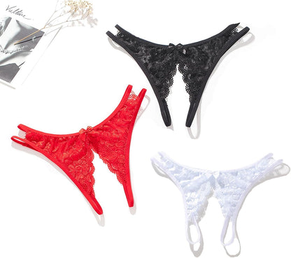 Justgoo Womens Lace G-String Thongs Panties Underwear Low Rise T-Back Underpants Pack of 1-5