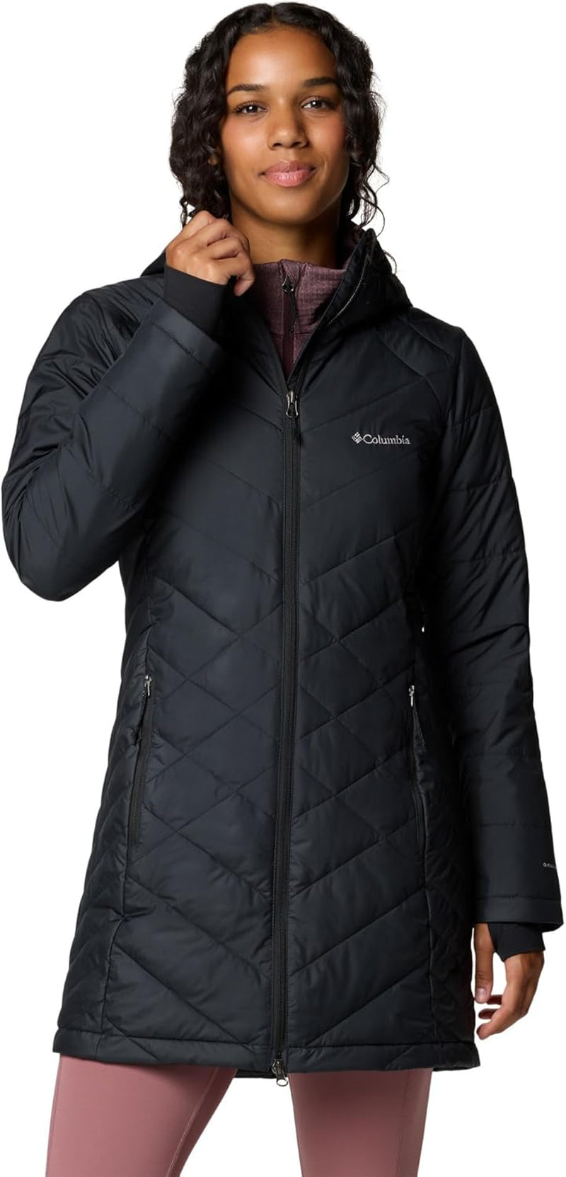 Columbia women's heavenly long hooded jacket in black