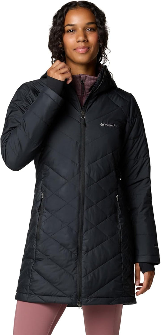 Columbia women's heavenly long hooded jacket in black