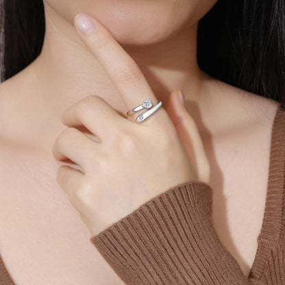 925 Sterling Silver Just Breathe Ring for Women Adjustable Heart Ring Personality Inspirational Jewelry Gifts