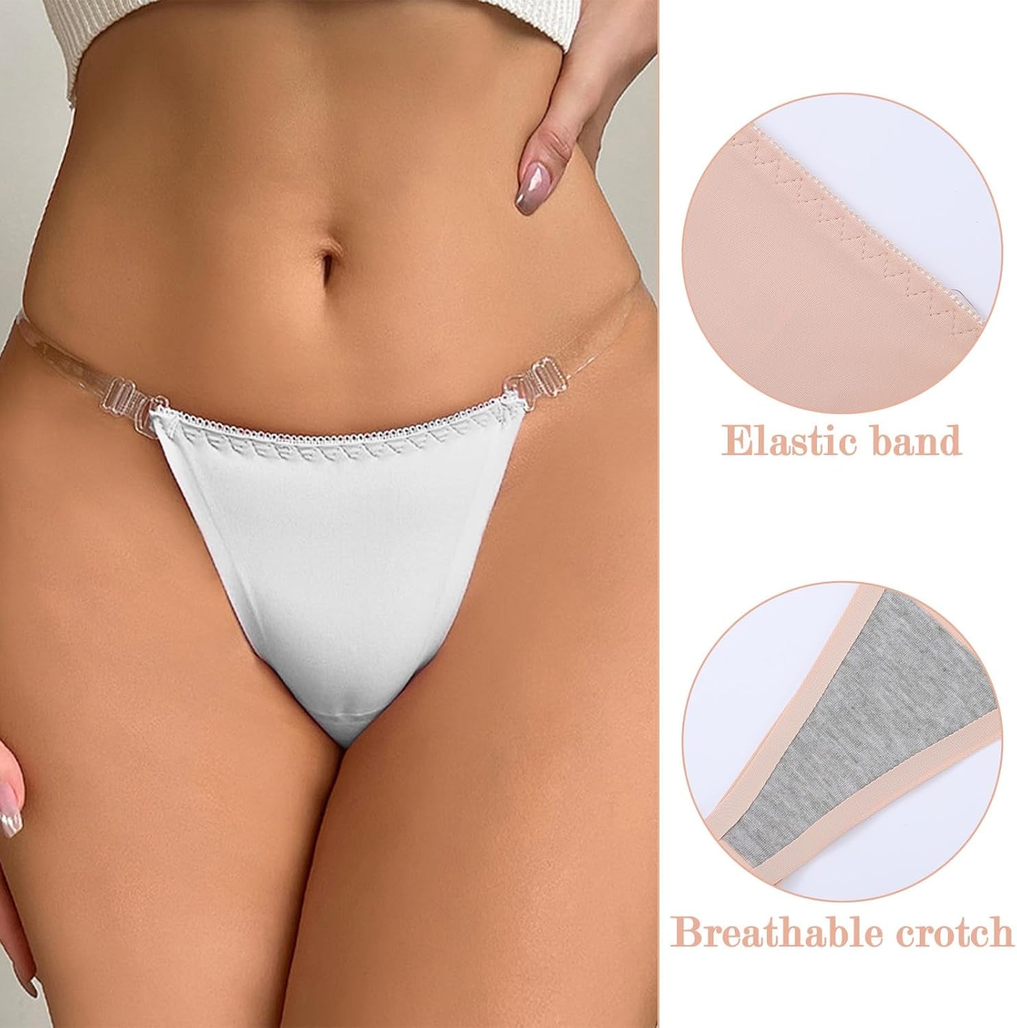 Adjustable g-string thong panties by Yolev in cotton blend