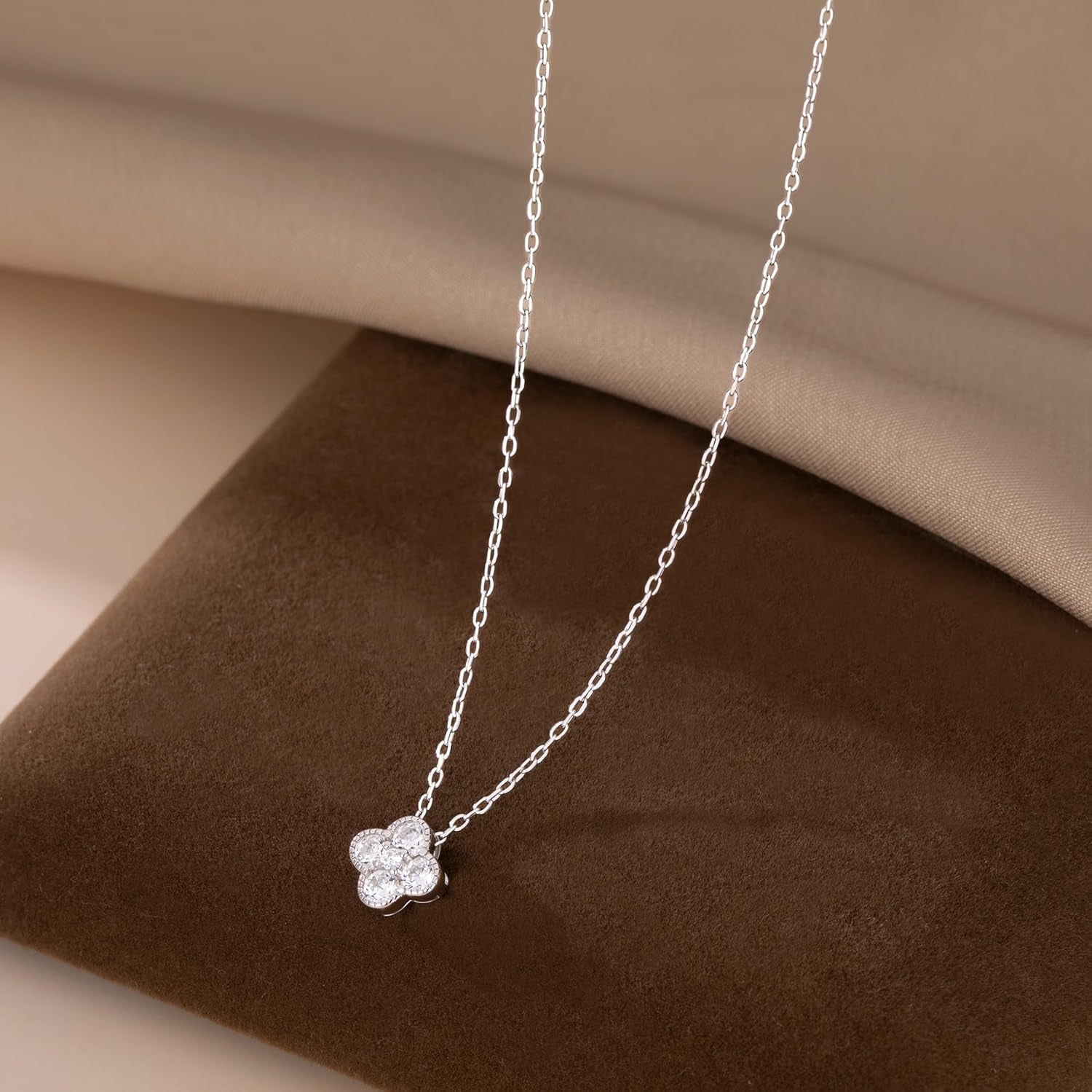 SLUYNZ Solid 925 Sterling Silver Small Clover Choker Necklace for Women Teens CZ Clover Pendant Necklace