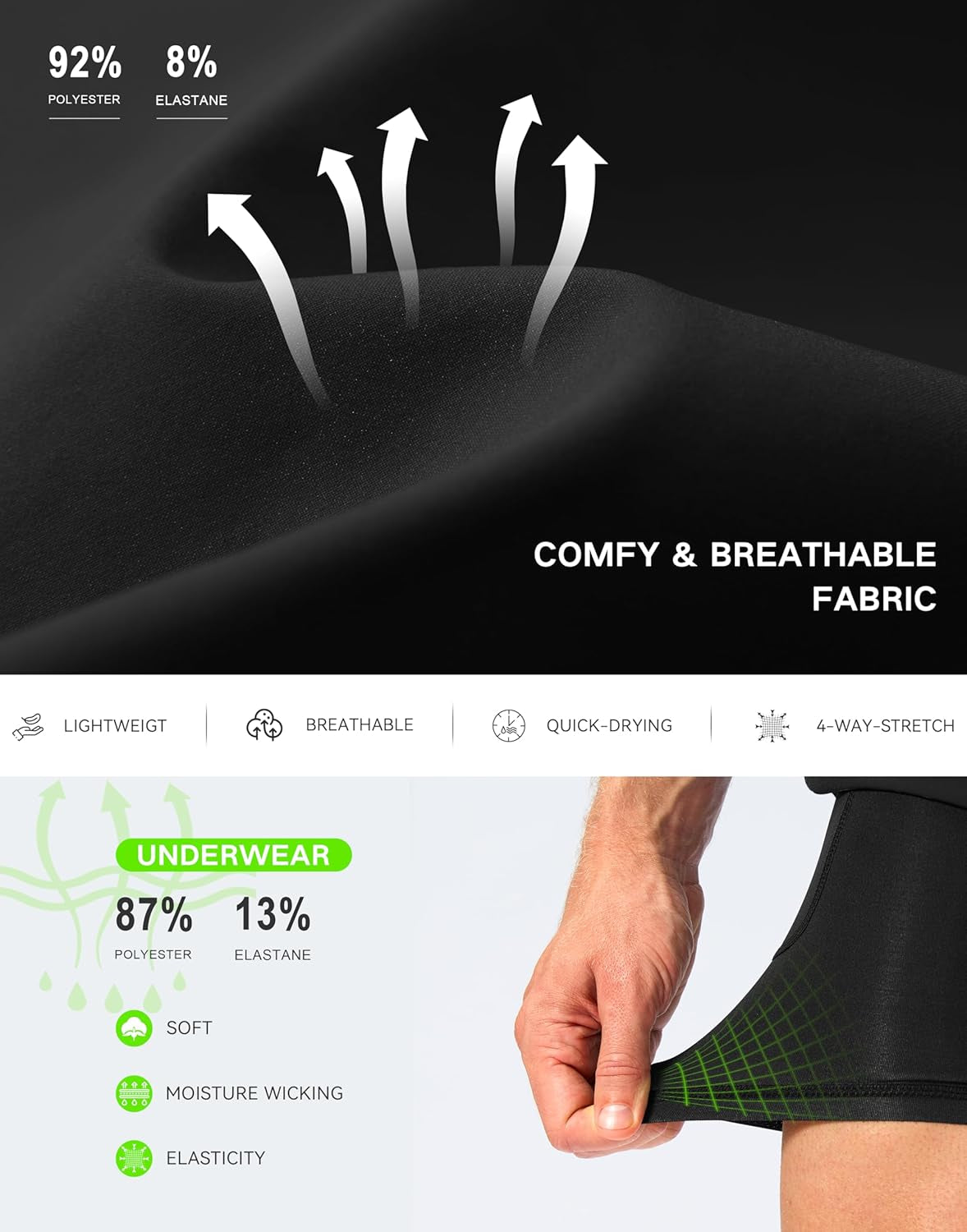 Compression liner detail inside workout shorts