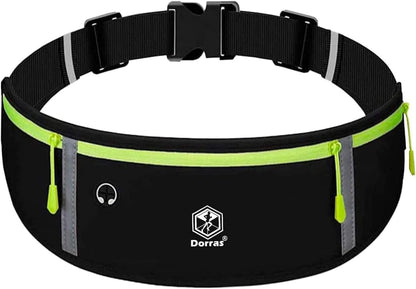 Runner carrying essentials in slim waist pack during outdoor trail run