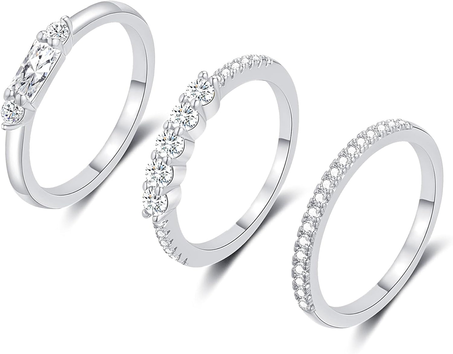 FUNEIA Stackable Silver Gold Rings for Women Non Tarnish 14K Gold Plated Thumb Cubic Zirconia Rings for Women Dainty Pinky Promise Wedding Ring Set Women'S Engagement Eternity Band Rings Gold Jewelry