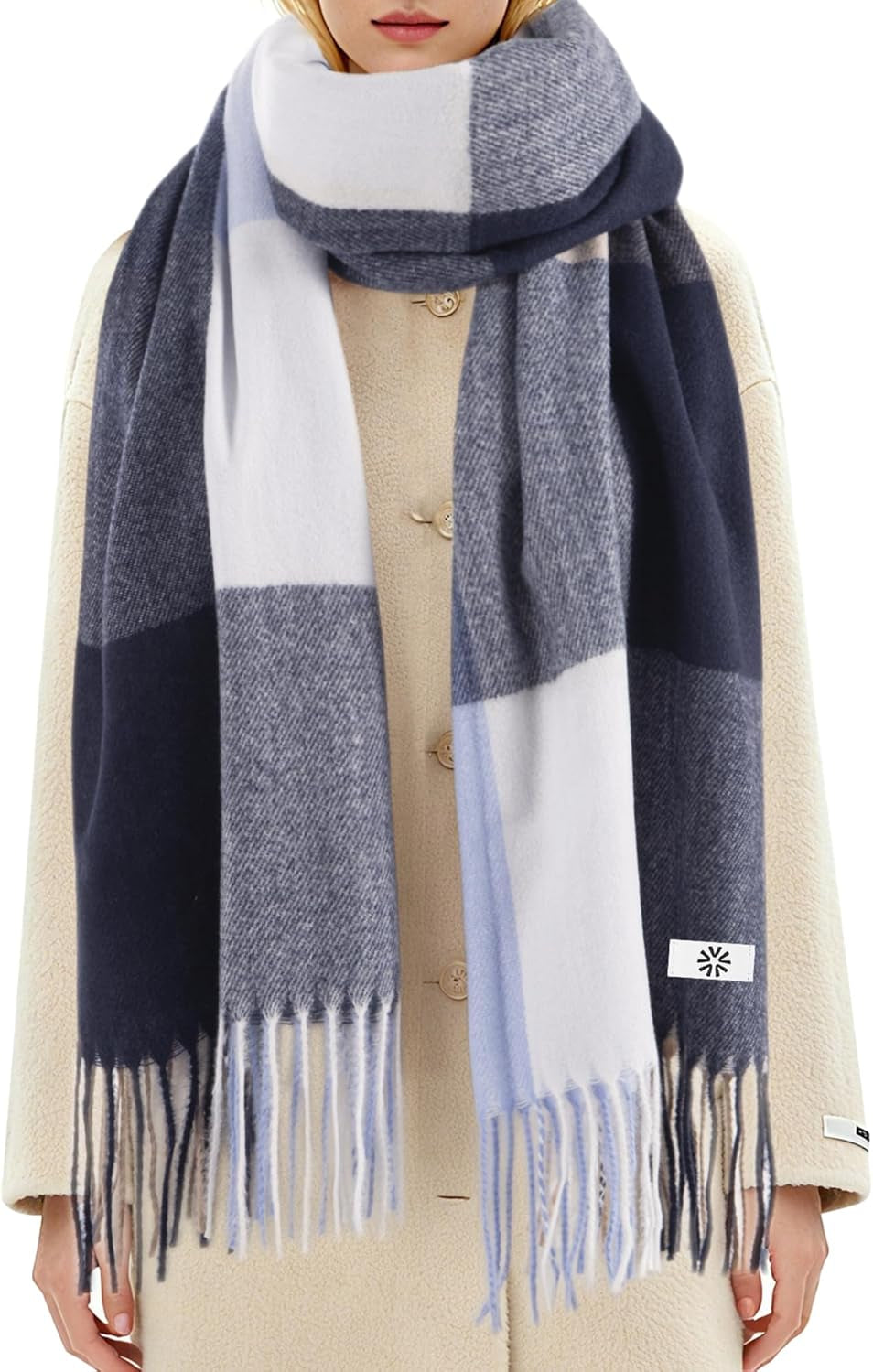 Women'S Winter Plaid Scarf Warm Thick Long Shawl Soft Knit Perfect Cold Weather Gift